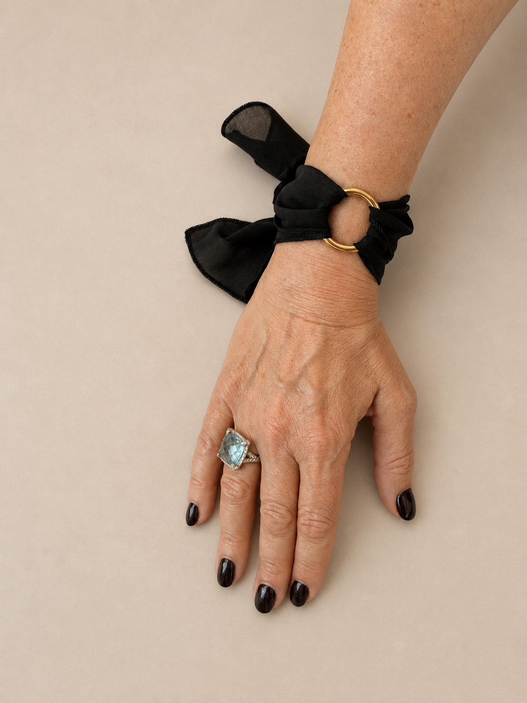 Sacred Geometry Silk Bracelet Black detail — intention & beauty — Maison Ohr