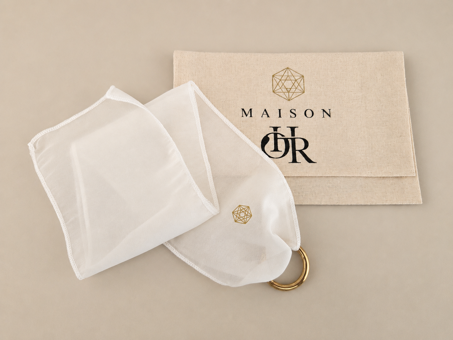 Sacred Geometry Silk Bracelet Pearl White detail — intention & beauty — Maison Ohr