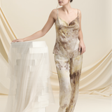 Pantalon droit Élévation Maison Ohr en batik de soie de Lyon – luxe confortable