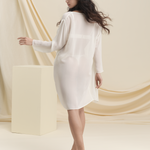 Kimono Ombre & Lumière Blanc Perle vue dos – crêpe de soie transparent Maison Ohr